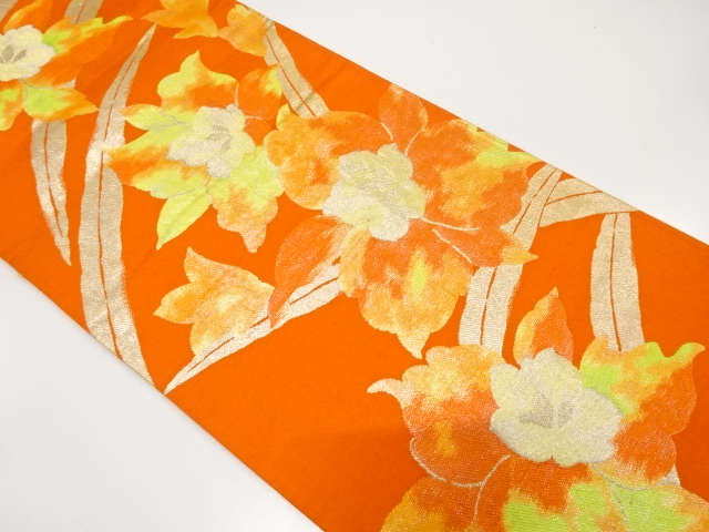 JAPANESE KIMONO / ANTIQUE FUKURO OBI / SILK / WOVEN ORCHID